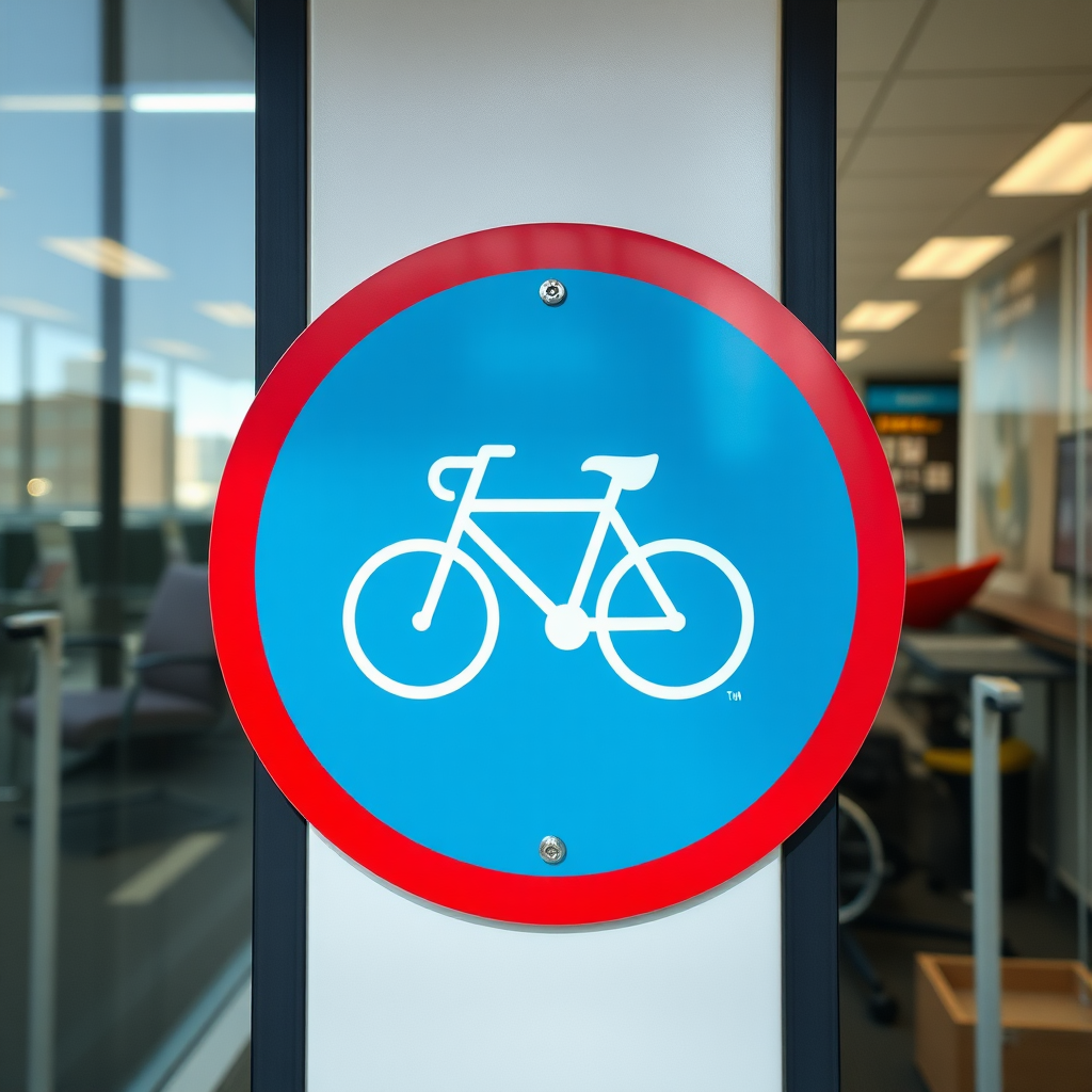 no cycling in the office sign