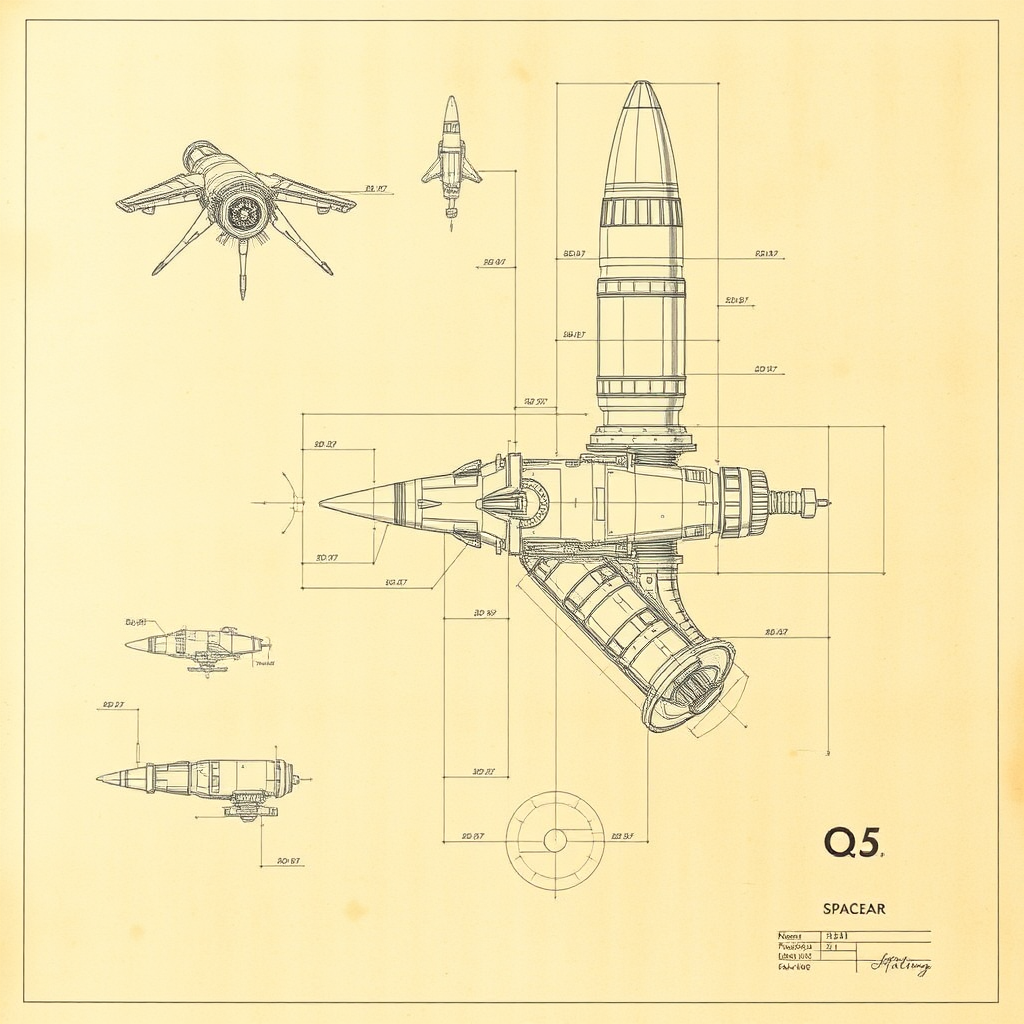 Spacecraft technical drawing