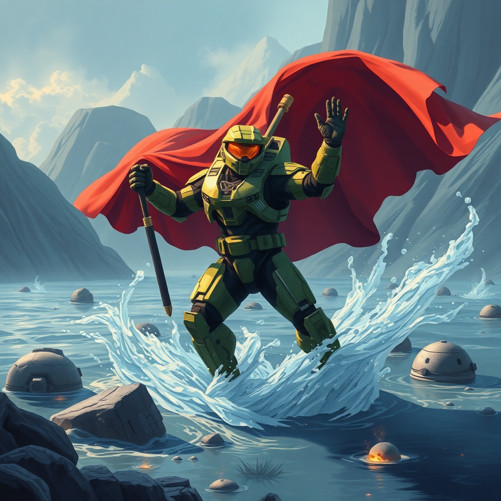 master chief from halo dancing with the flood