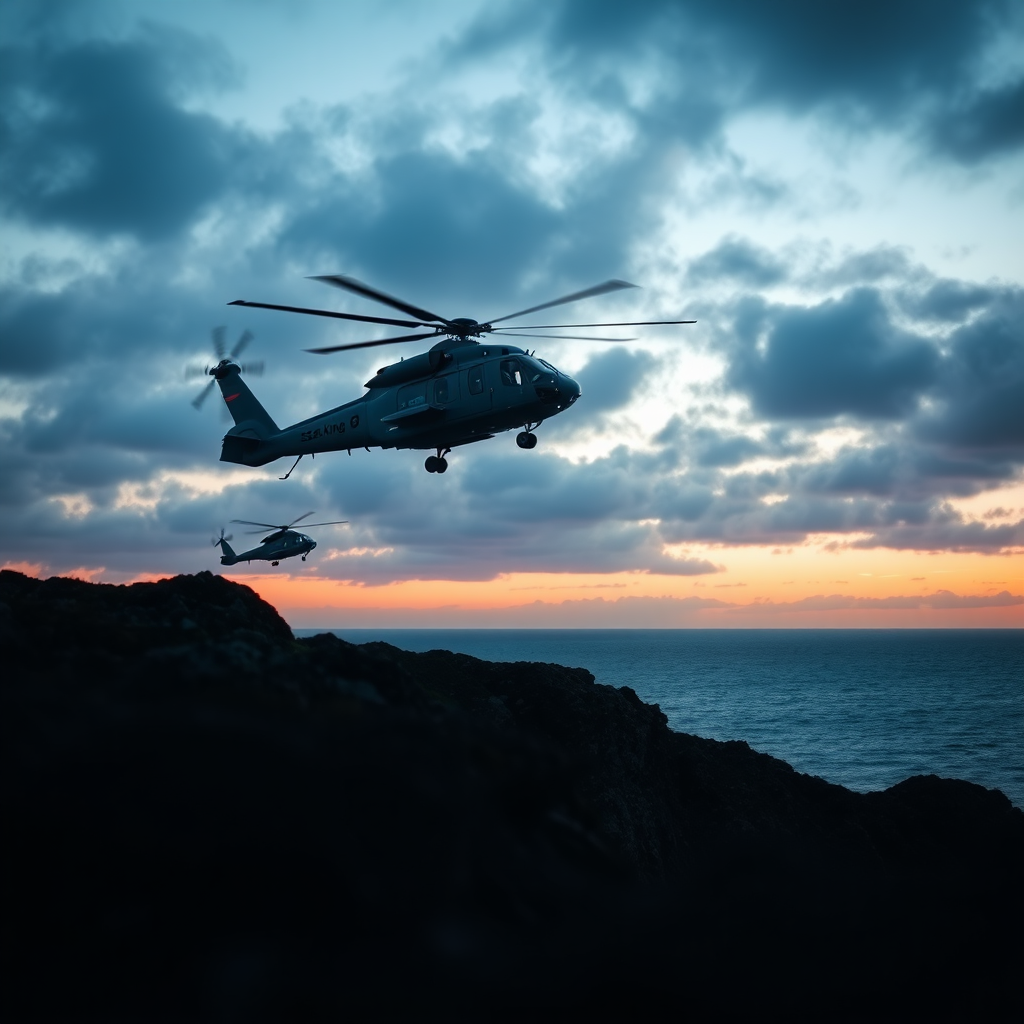 sea king helicopters over godrevy head