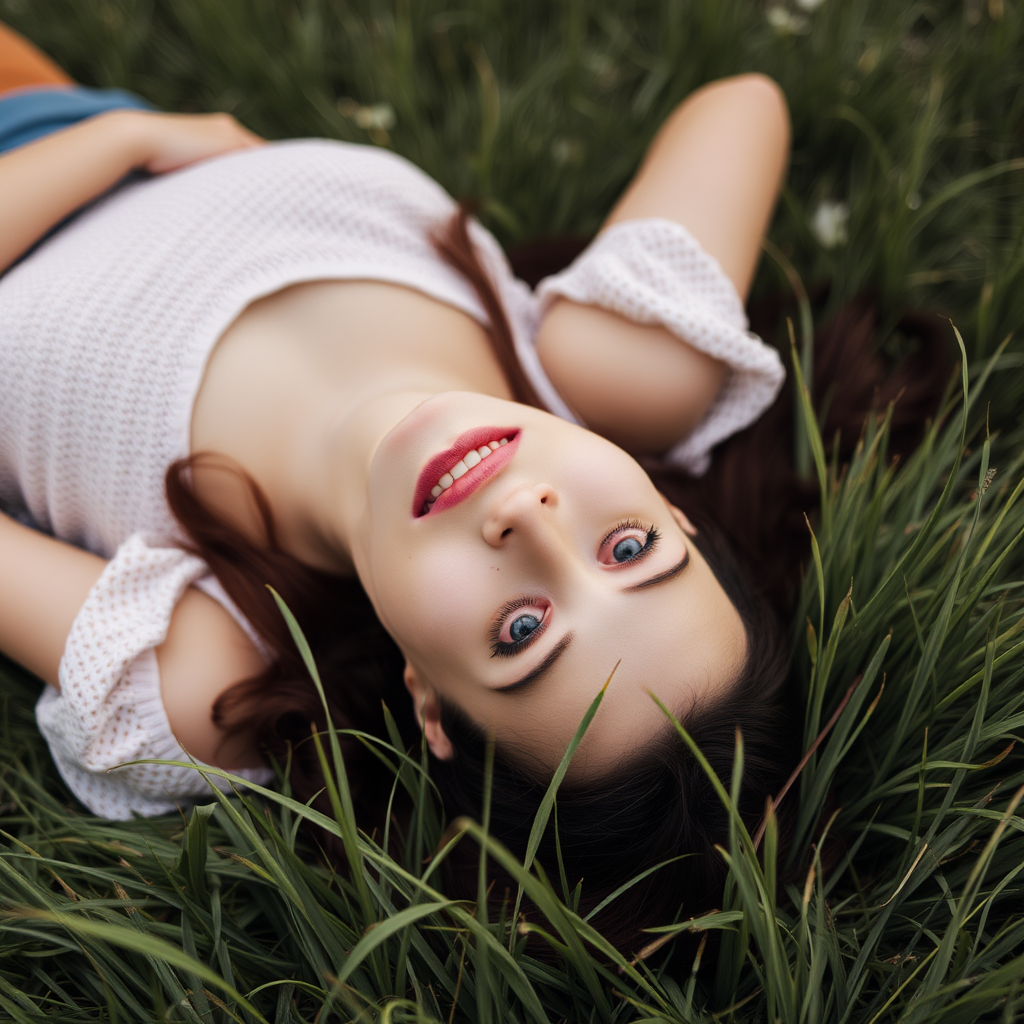 woman lying on grass