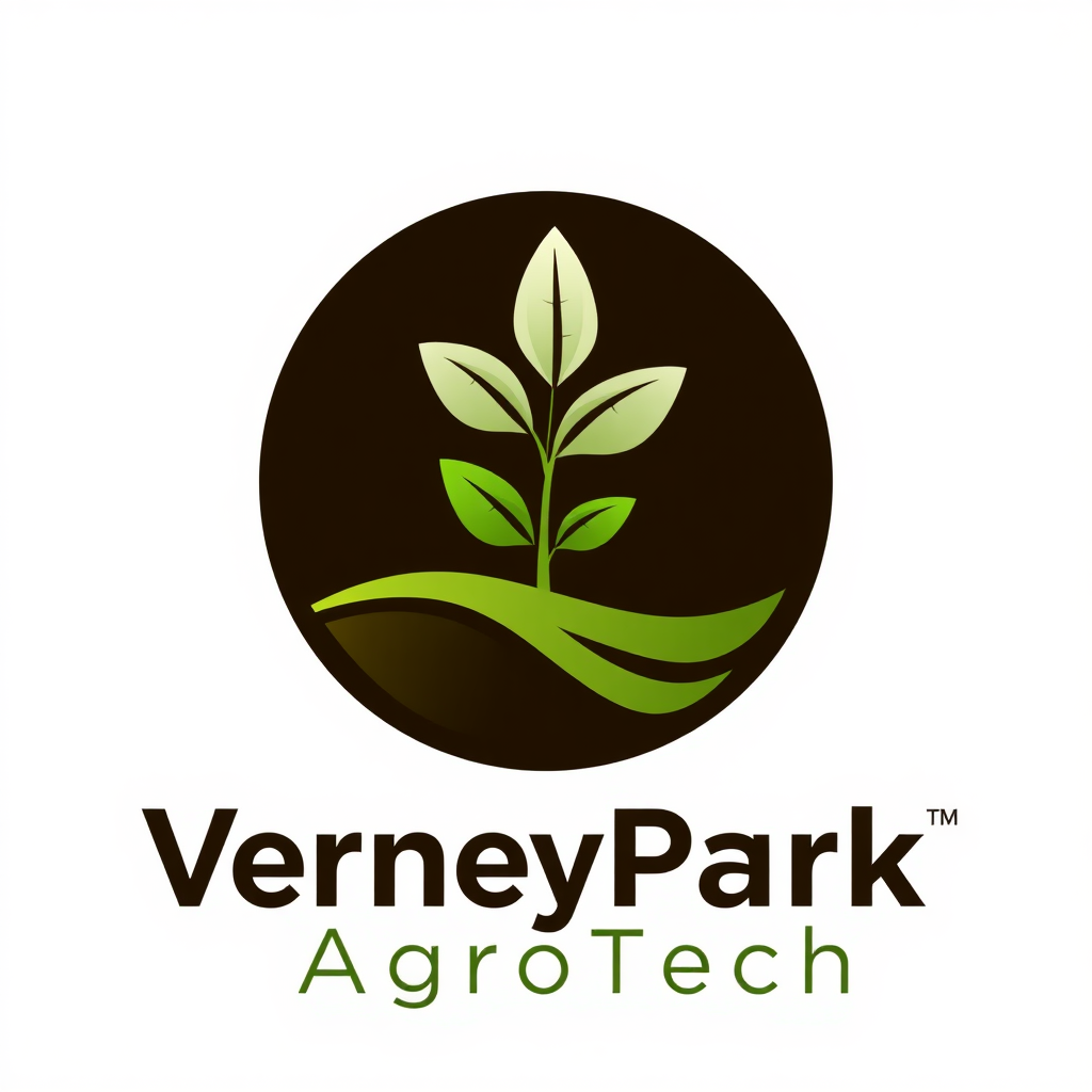 To create a visually striking and memorable logo for "VerneyPark-AgroTech," the design should reflect innovation, sustainability, and the forward-thinking nature of agricultural technology. The logo should evoke a sense of growth, connection with nature, and cutting-edge solutions.

Incorporating natural elements like leaves, crops, or a subtle depiction of the earth can symbolize the agricultural focus, while sleek, modern lines or abstract shapes can highlight the technology aspect. The typography should be clean and contemporary, with "VerneyPark" standing strong and distinguished, while "AgroTech" can be presented in a way that reflects innovation—perhaps with a futuristic font or stylized design.

A color palette inspired by nature, such as earthy greens, blues, or rich browns, can create a connection to the agricultural world, balanced with a hint of metallic or tech-inspired hues to convey modernity and innovation. The overall logo should merge the concepts of tradition and technology, representing VerneyPark-AgroTech’s role in revolutionizing agriculture while staying rooted in the environment.