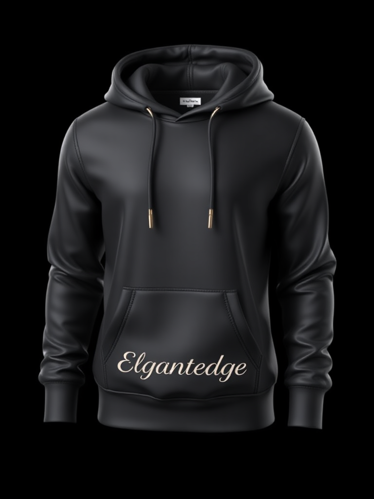 **Prompt for 3D Modeling Icon - Tshirt for Elegantedge:**

Create a sleek, modern 3D icon of a **Tshirt** that reflects the **Elegantedge** brand. The tshirt should be depicted in a minimalistic, stylish form with smooth, curved lines to showcase its premium quality and design. Incorporate subtle detailing like drawstrings, cuffs, and a front pocket to make it recognizable as a hoodie.

The **Elegantedge** name should be subtly integrated into the design, either embossed or engraved along the hem, with a refined font to convey elegance. Use a monochromatic color palette (black or dark grey) for the tshirt, with metallic accents or a soft sheen to give it a luxurious, high-end feel. The overall look should communicate both **elegance** and **edginess**, staying true to the brand's identity.