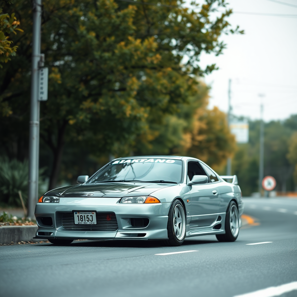 Nissan Silvia S14 the car is parked on the side of the road, inspired by Taiyō Matsumoto, Tumblr, restomod, ND4, C4