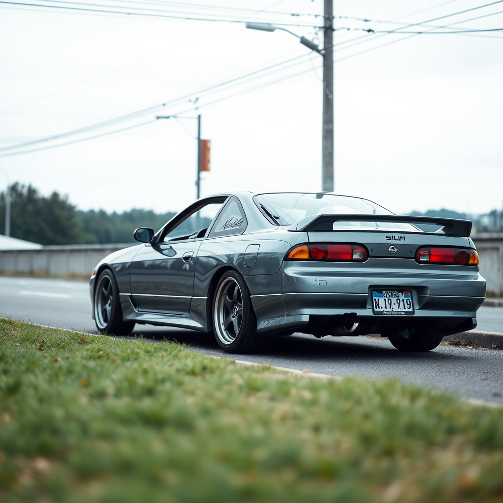 Nissan Silvia S14 the car is parked on the side of the road, inspired by Taiyō Matsumoto, Tumblr, restomod, ND4, C4