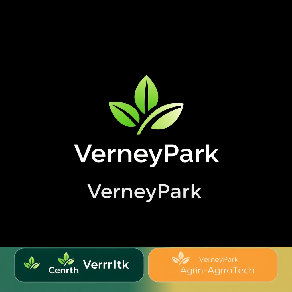 To create a visually striking and memorable logo for "VerneyPark-AgroTech," the design should reflect innovation, sustainability, and the forward-thinking nature of agricultural technology. The logo should evoke a sense of growth, connection with nature, and cutting-edge solutions.

Incorporating natural elements like leaves, crops, or a subtle depiction of the earth can symbolize the agricultural focus, while sleek, modern lines or abstract shapes can highlight the technology aspect. The typography should be clean and contemporary, with "VerneyPark" standing strong and distinguished, while "AgroTech" can be presented in a way that reflects innovation—perhaps with a futuristic font or stylized design.

A color palette inspired by nature, such as earthy greens, blues, or rich browns, can create a connection to the agricultural world, balanced with a hint of metallic or tech-inspired hues to convey modernity and innovation. The overall logo should merge the concepts of tradition and technology, representing VerneyPark-AgroTech’s role in revolutionizing agriculture while staying rooted in the environment.