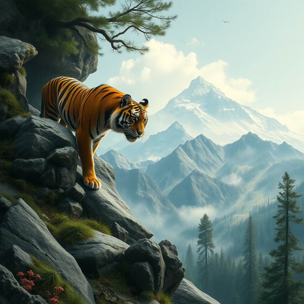 The tiger descends the mountain.