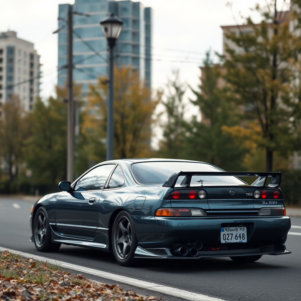 Nissan Silvia S14 the car is parked on the side of the road, inspired by Taiyō Matsumoto, tumblr, restomod, nd4, c4