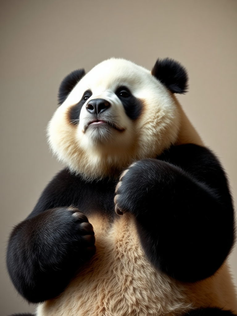 A panda bear shrugging.