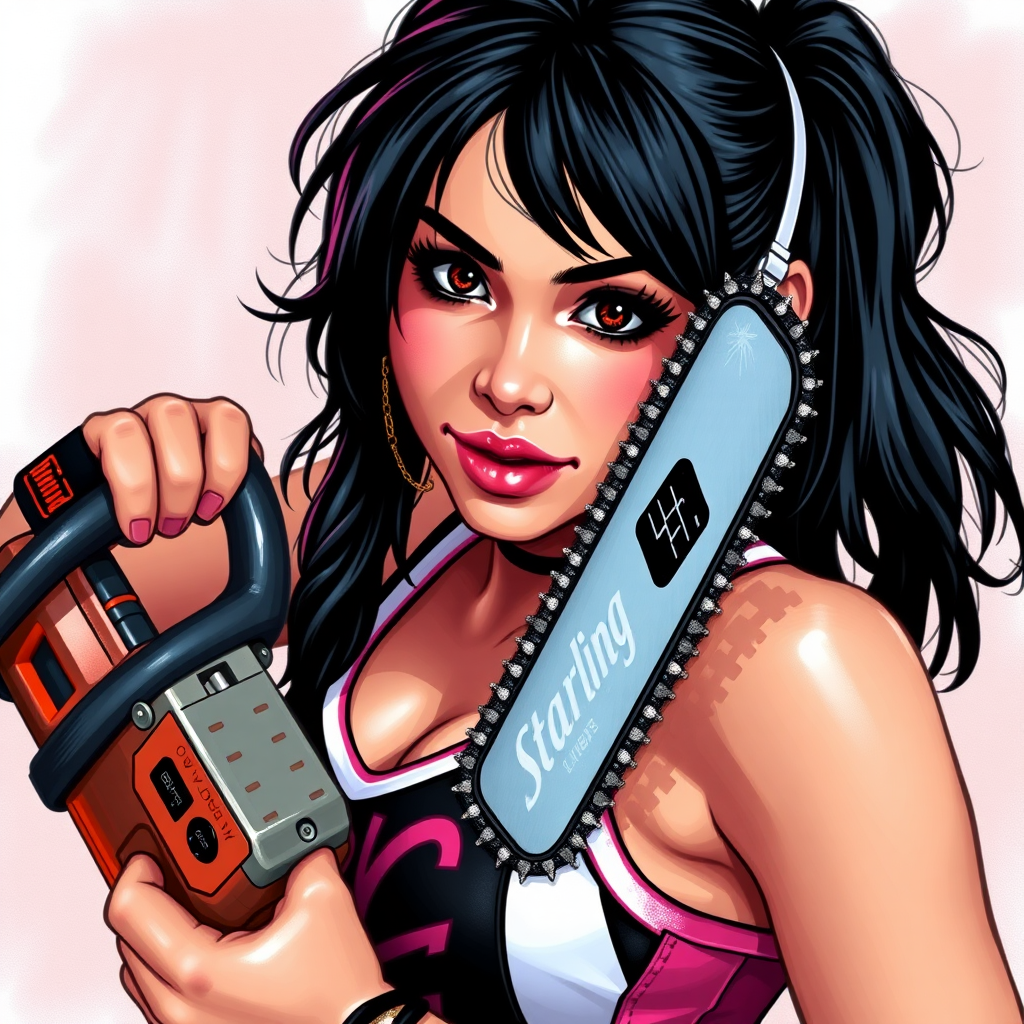 JULIET starling cheerleader with chainsaw and black hair