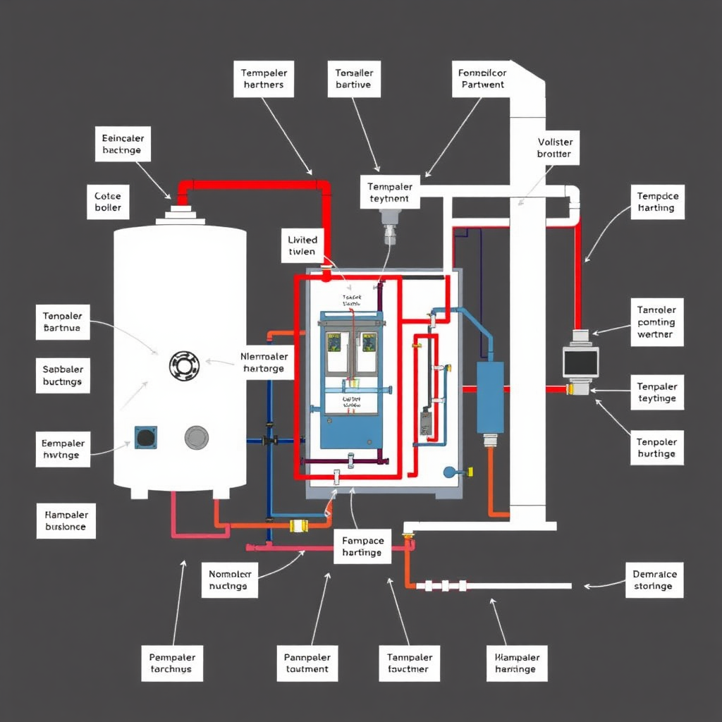 complete boiler system diagram with component parts highlighted