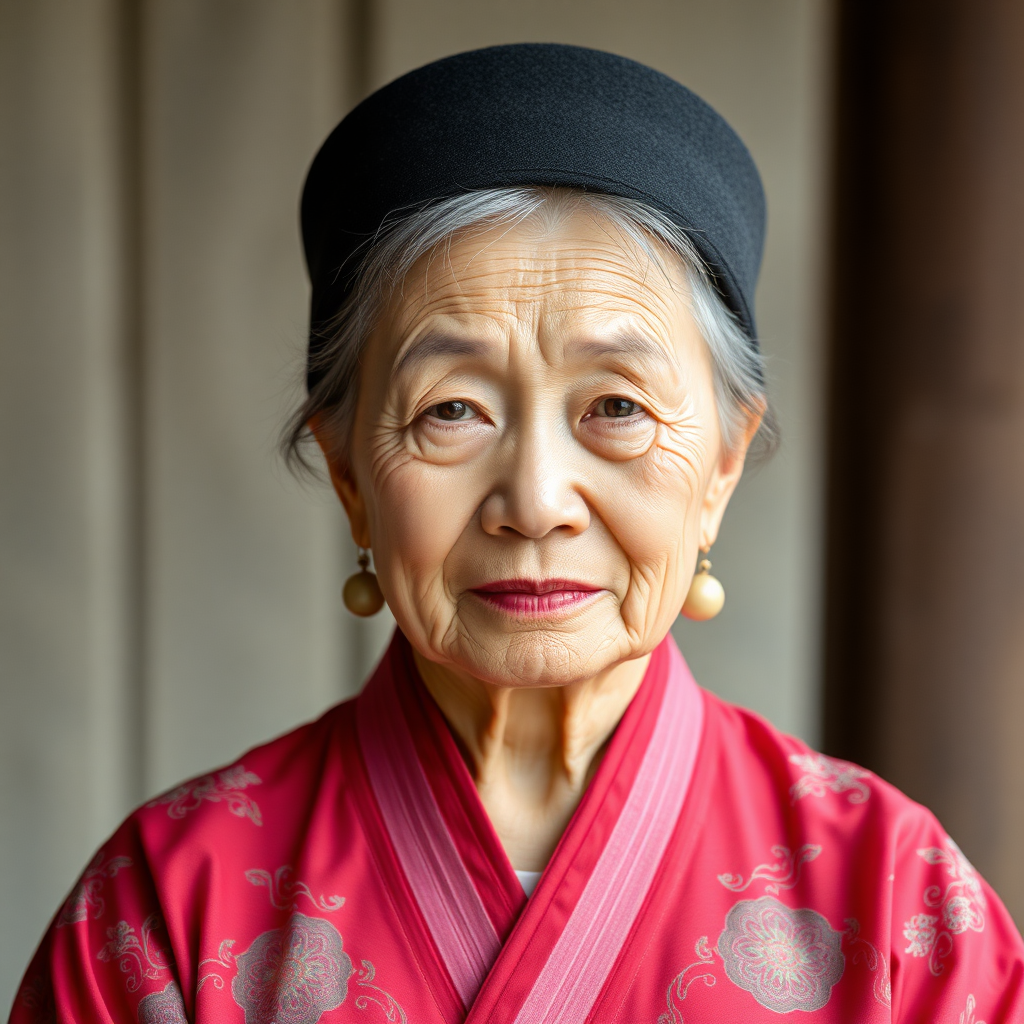 70-year-old Korean woman, Hanbok, upper body, frontal photo