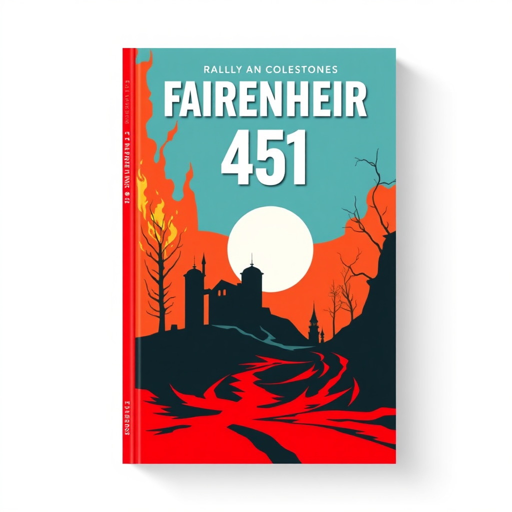 Design a book cover for Fahrenheit 451.