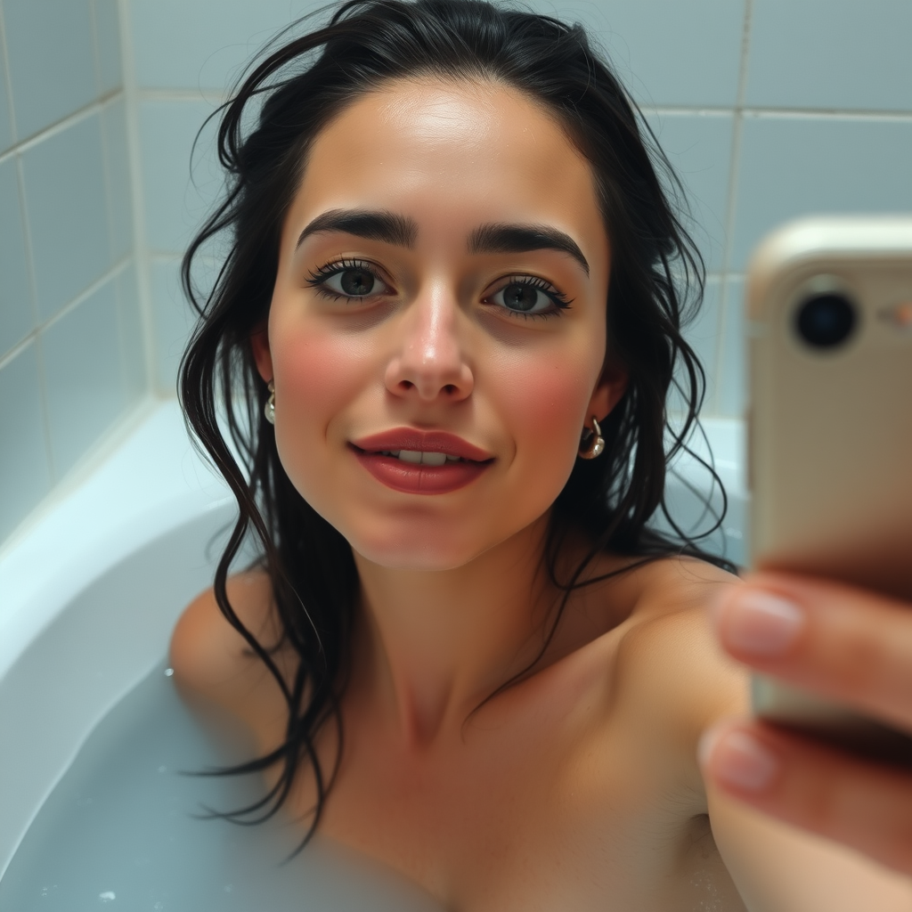 woman at the bath, selfie