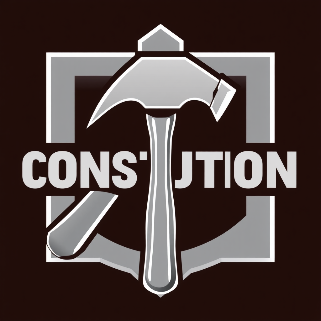 a logo. it should be construction related. featuring a large silver hammer.