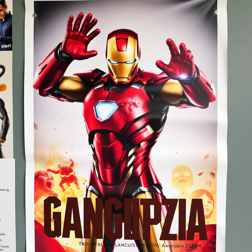 One poster had a picture of Iron Man with gangtiexia on it.