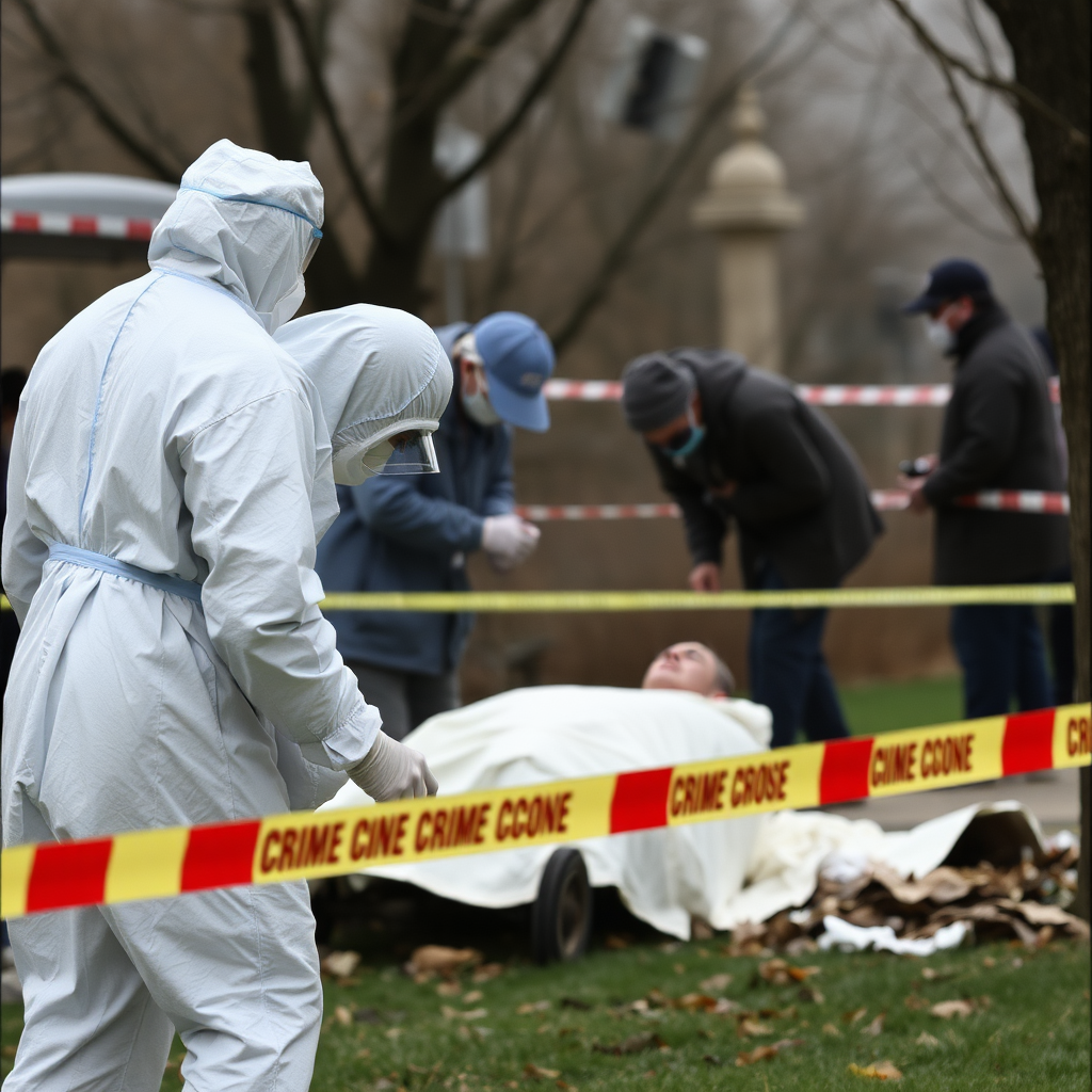 Cadaver at crime scene