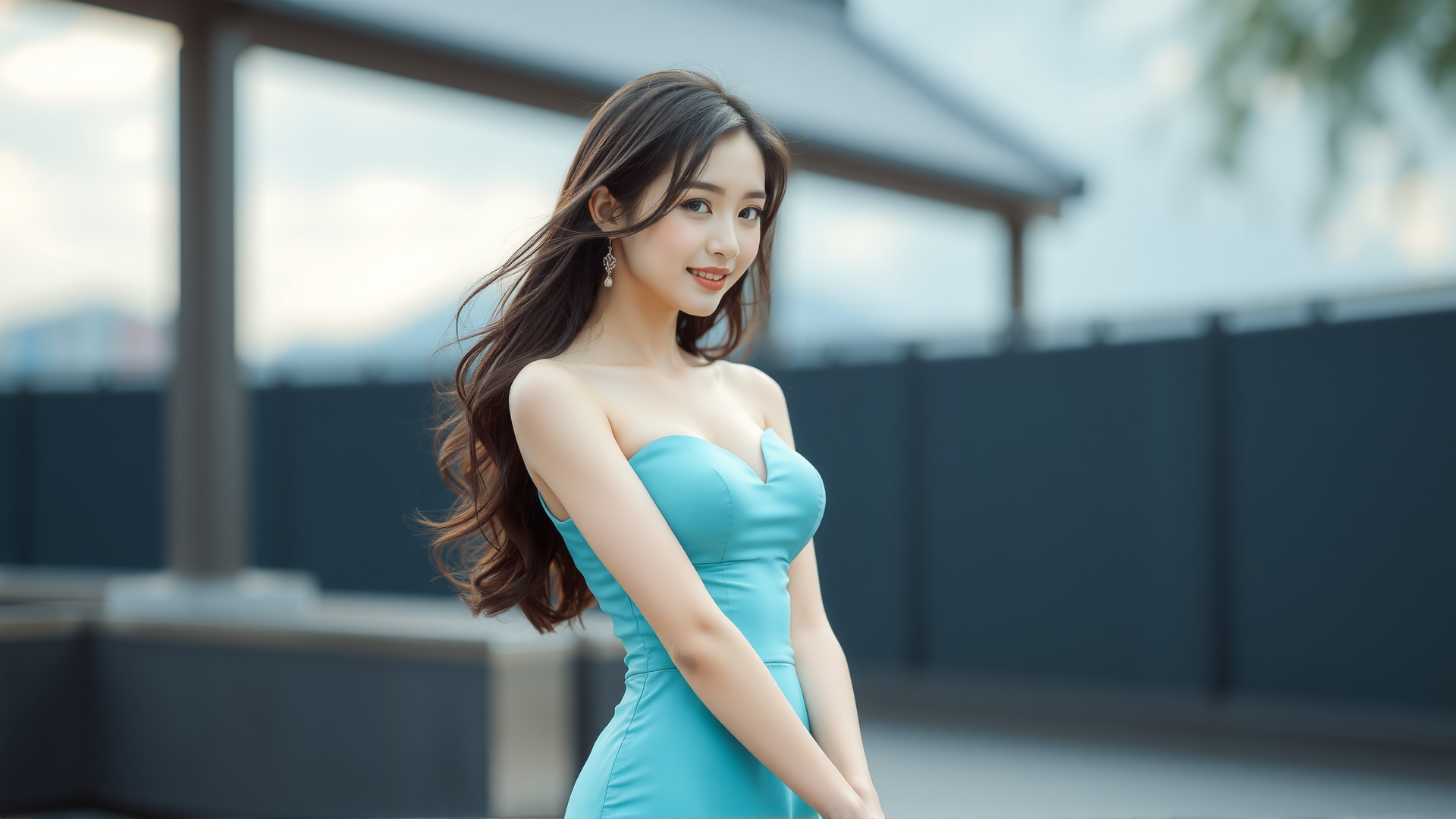 photo,8K,1 taiwan beautiful girl,huge breasts,slim,white skin,full body,24 years old,outdoor,tailor-made dresses,pop star