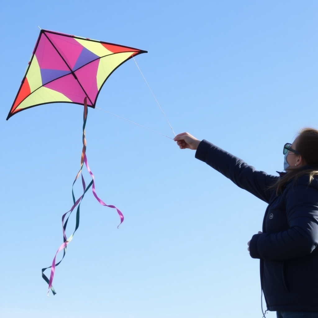 Amanda Lummus Hager flying a kite