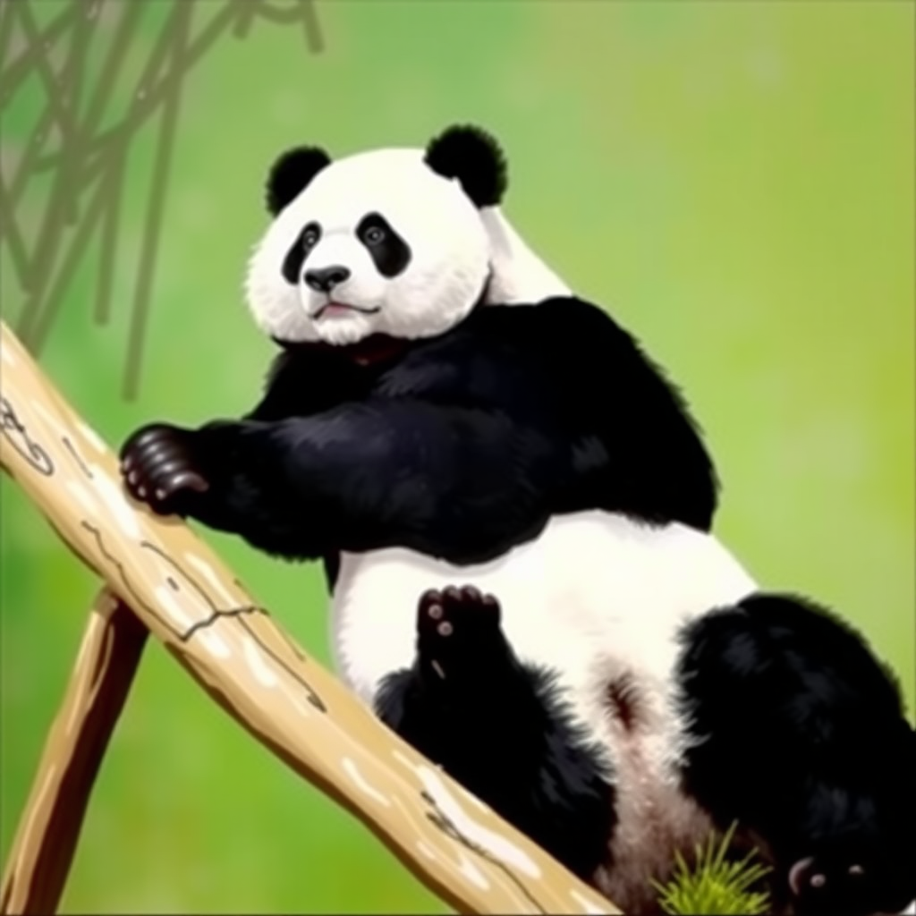 Painting a very real giant panda must be real, and all the details must be in place.