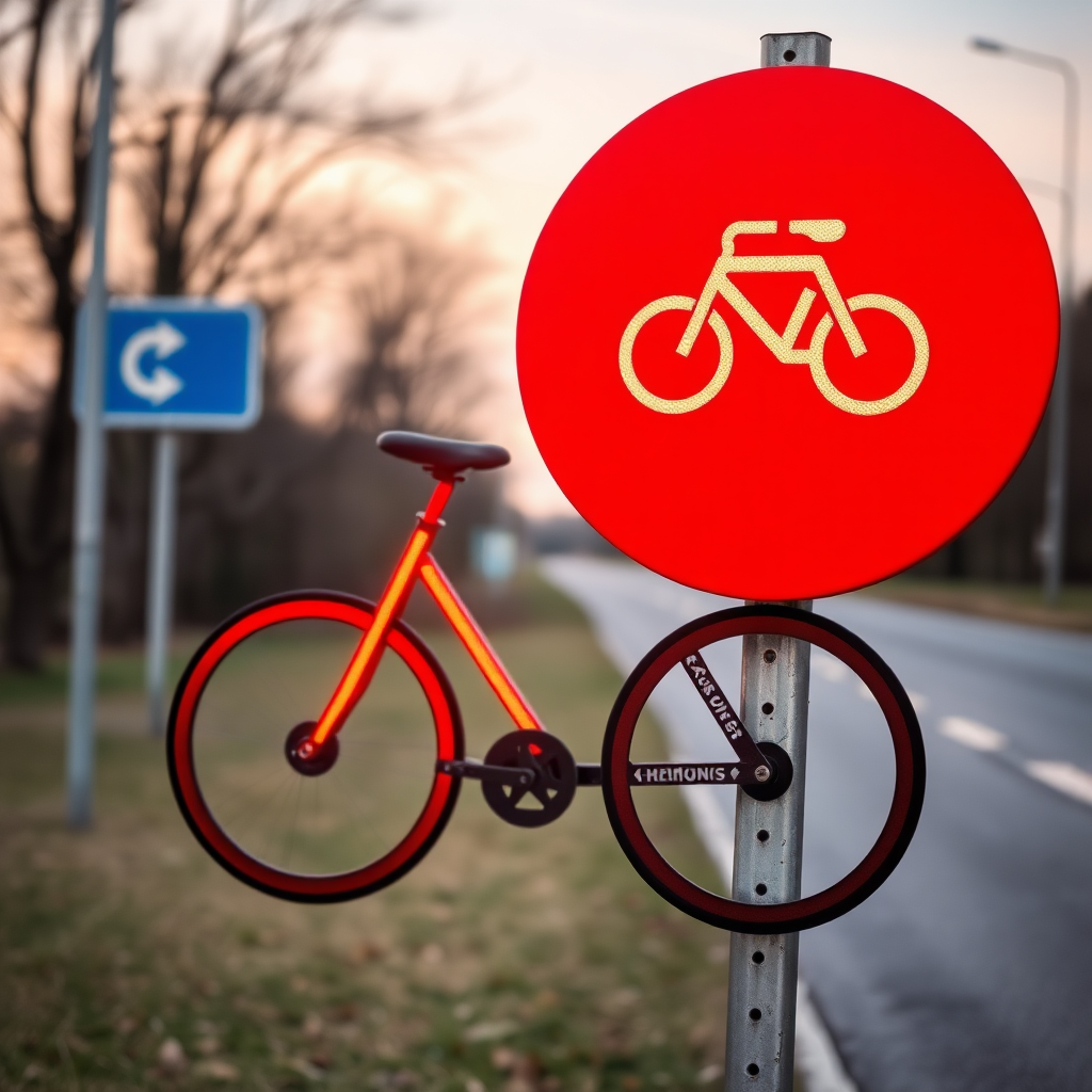 e-bike cycling road sign