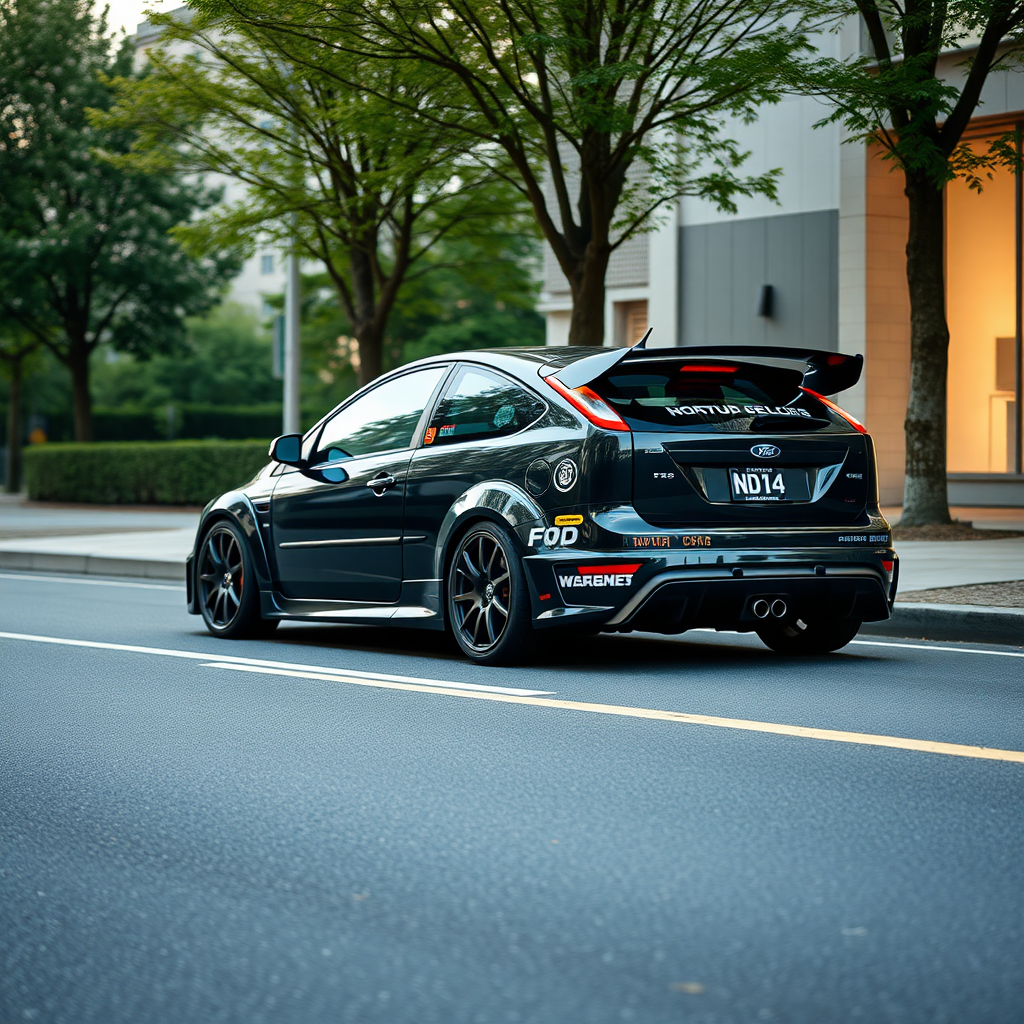 ford focus rs 2009 car is parked on the side of the road, inspired by Taiyō Matsumoto, tumblr, restomod, nd4, c4