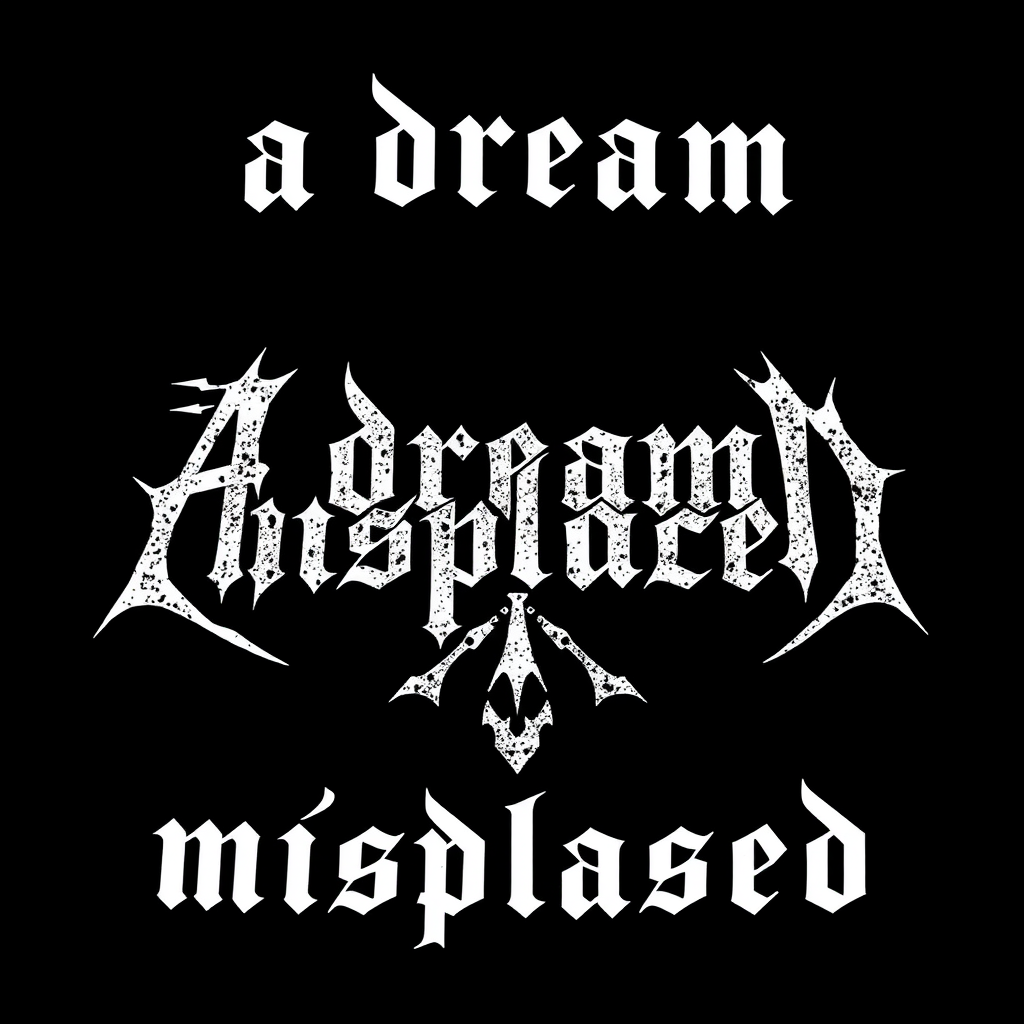 Metal band logo saying "a dream misplaced"