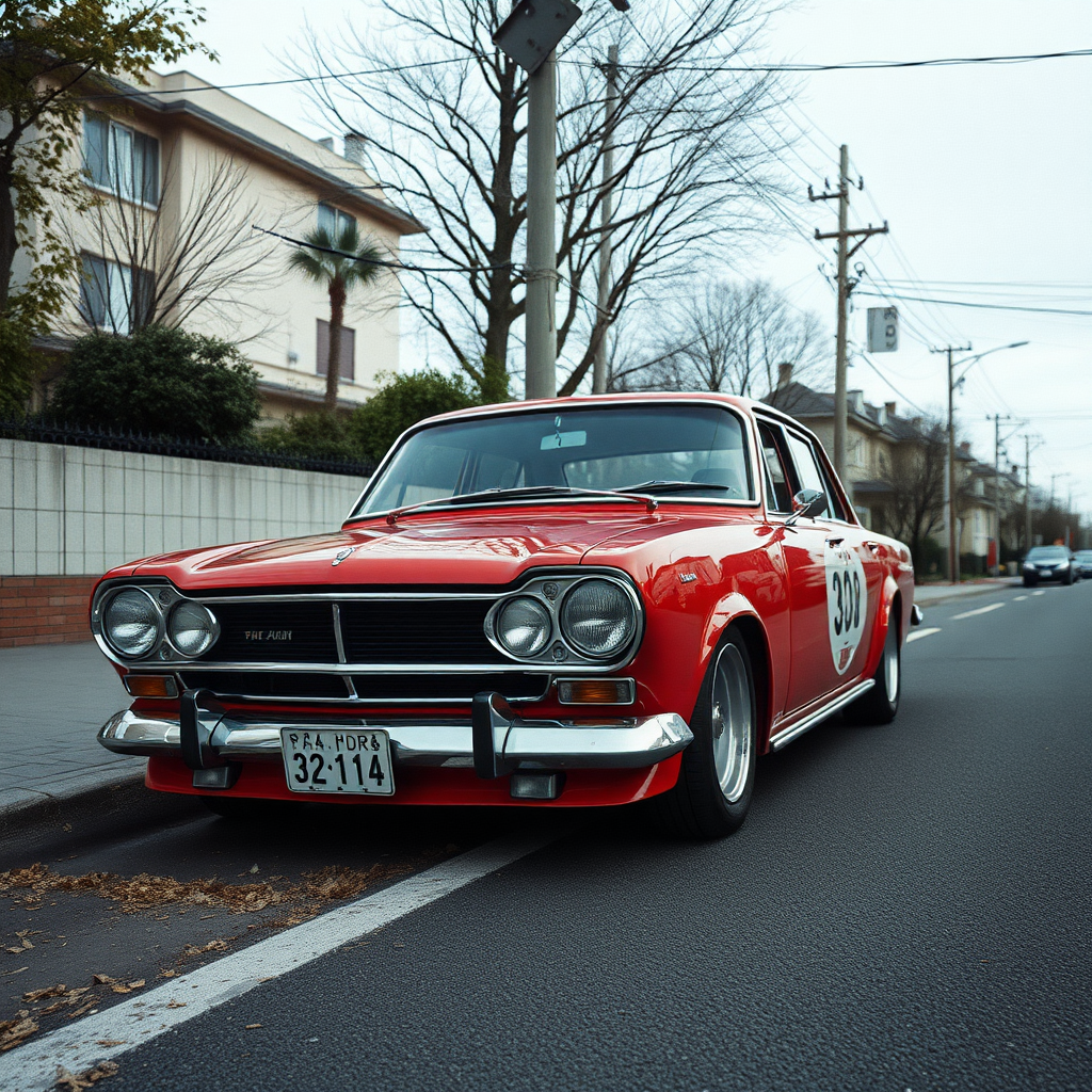 the car is parked on the side of the road, inspired by Taiyō Matsumoto, tumblr, restomod, nd4, c4