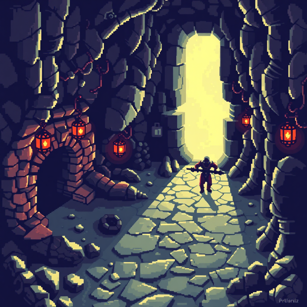 dungeon intrance in pixel art