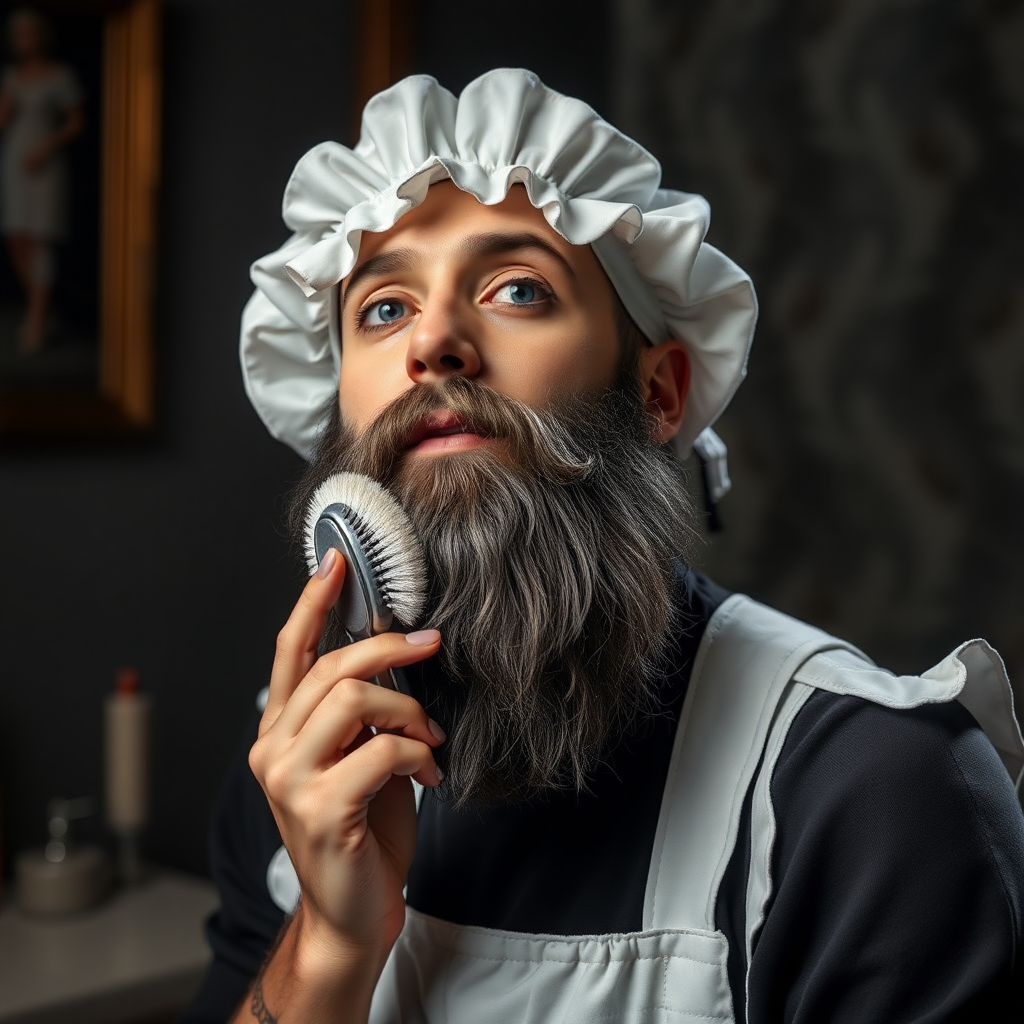 French maid, shaving beard