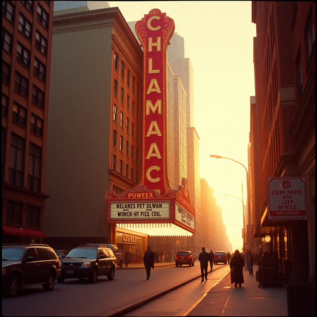 highly detailed Kodachrome color real photograph from 1974 of And the lamb lies down on Broadway  
Early morning Manhattan  
Ocean winds blow on the land  
The movie palace is now undone  
The all-night watchmen have had their fun