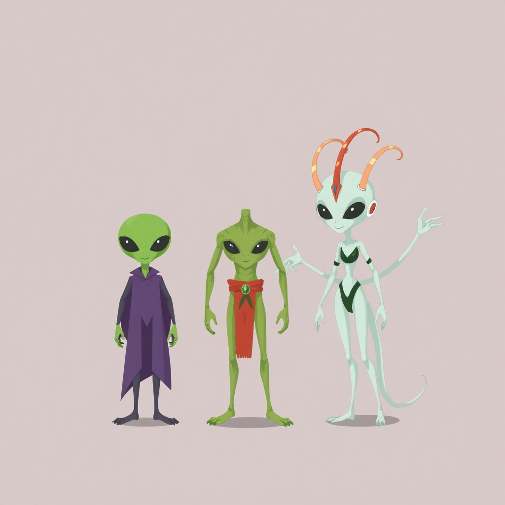 one alien avian and one alien repto and one alien arturian