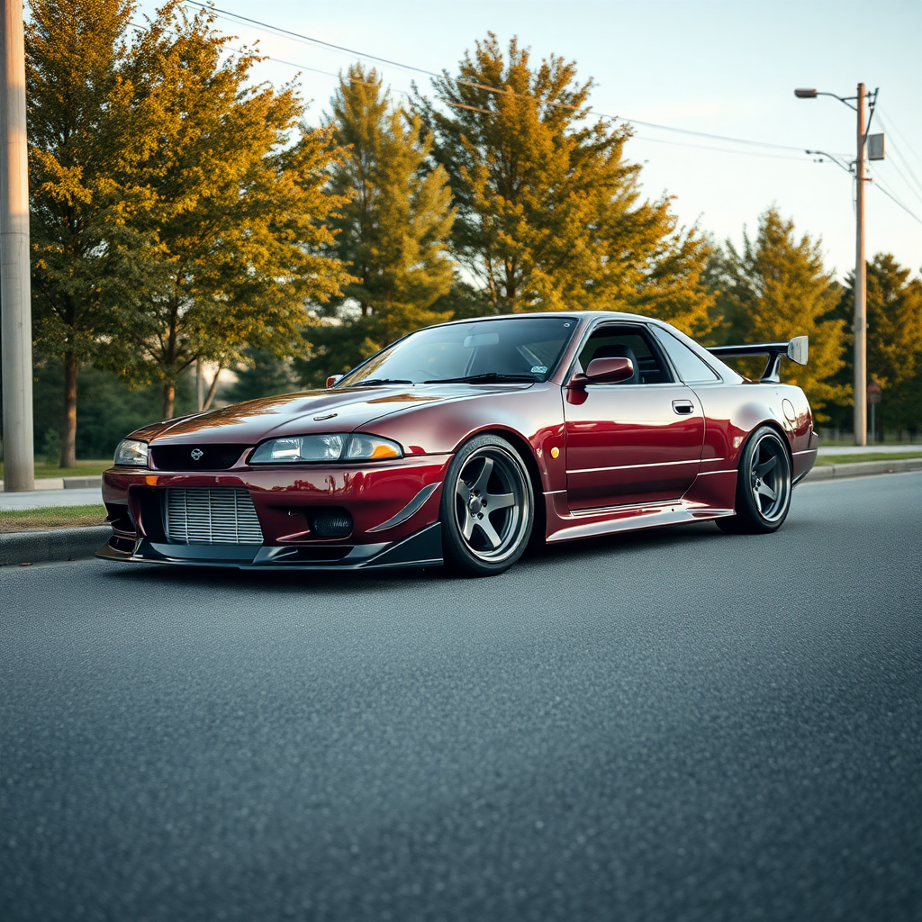 concept tuner nissan silvia s14 the car is parked on the side of the road, inspired by Taiyō Matsumoto, tumblr, restomod, nd4, c4