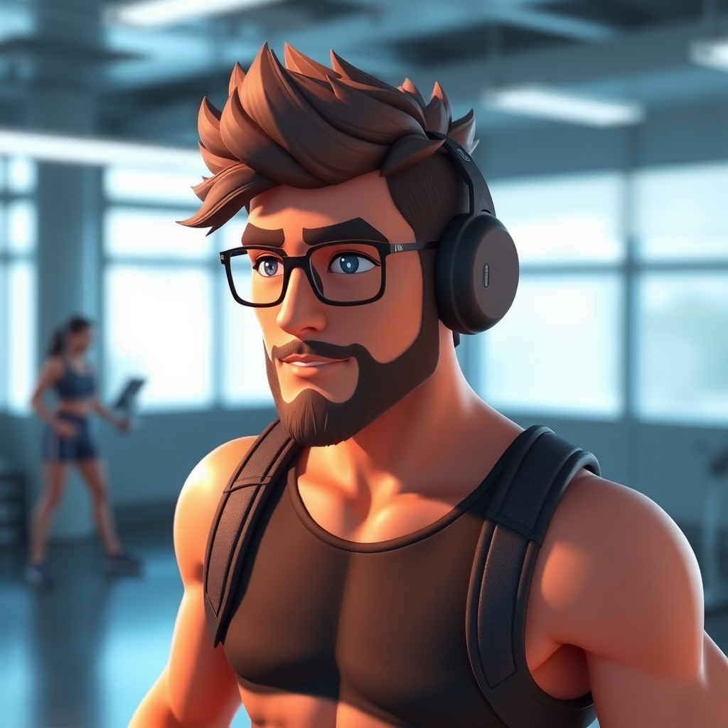 render using the unity game engine of an avatar in a modern fitness app