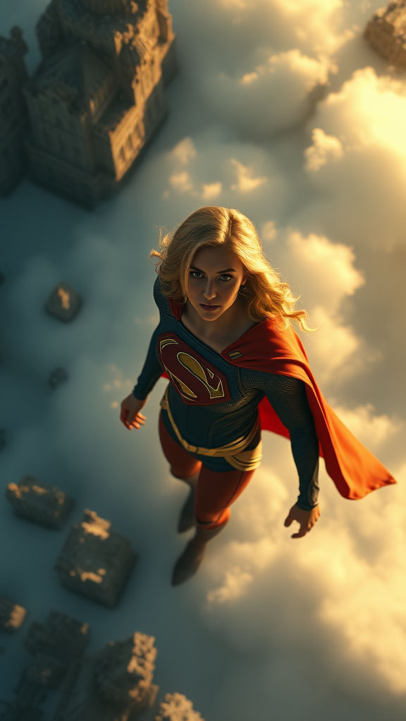 a snapshot from above supergirl zack snyder's, realistic, trailer movie, cinematic, so real