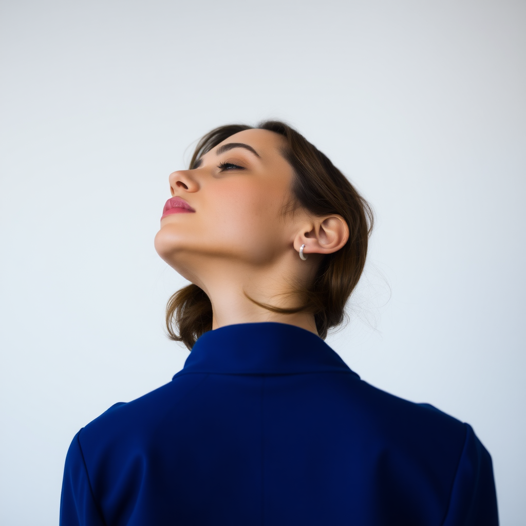 woman with her head on backwards