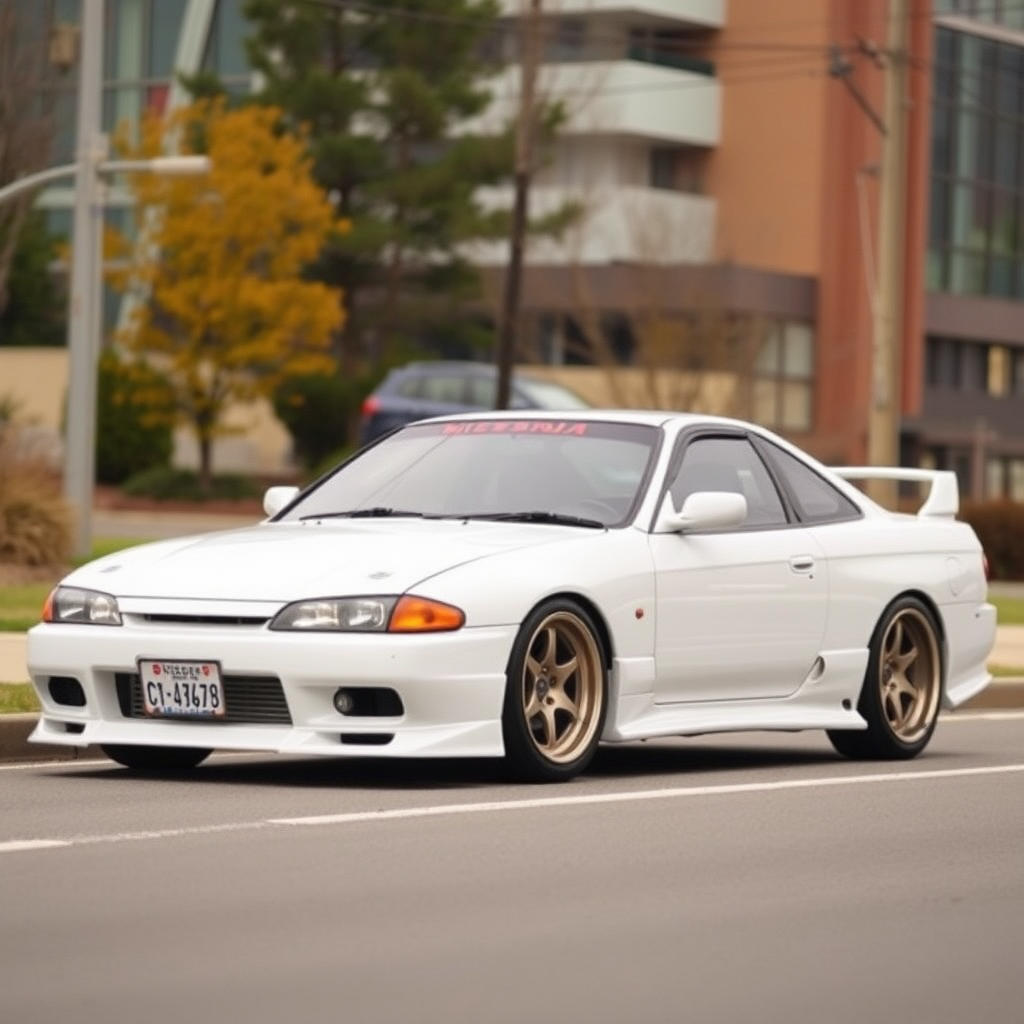 Nissan Silvia S14 the car is parked on the side of the road, inspired by Taiyō Matsumoto, tumblr, restomod, nd4, c4