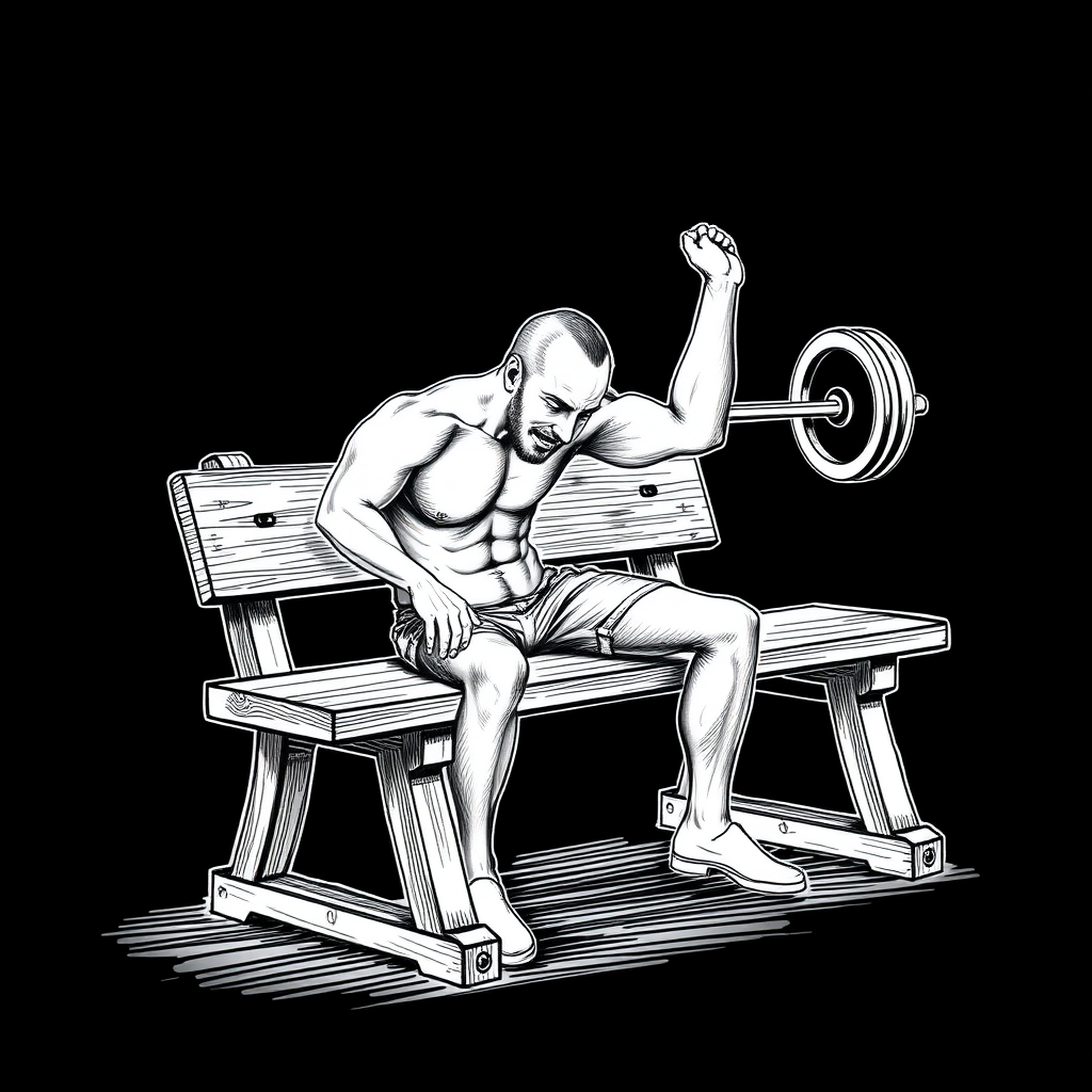 benchpress, drawing, black background