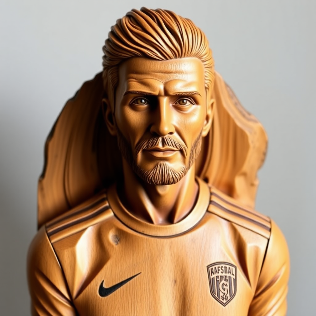 Beautiful Wood Carved Sculpture of David Beckham