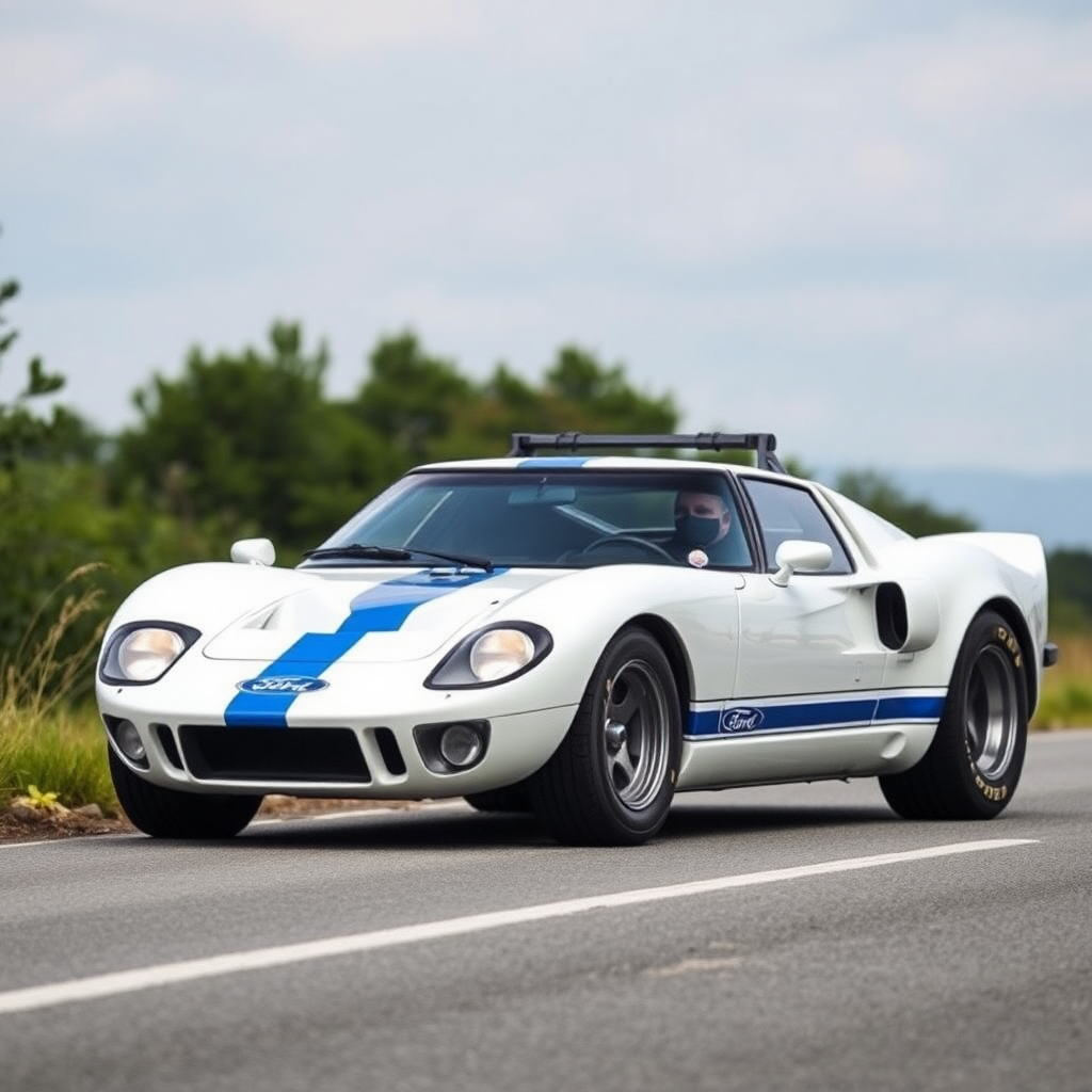 concept ford gt90 the 4x4 car is parked on the side of the road, inspired by Taiyō Matsumoto, tumblr, restomod, nd4, c4