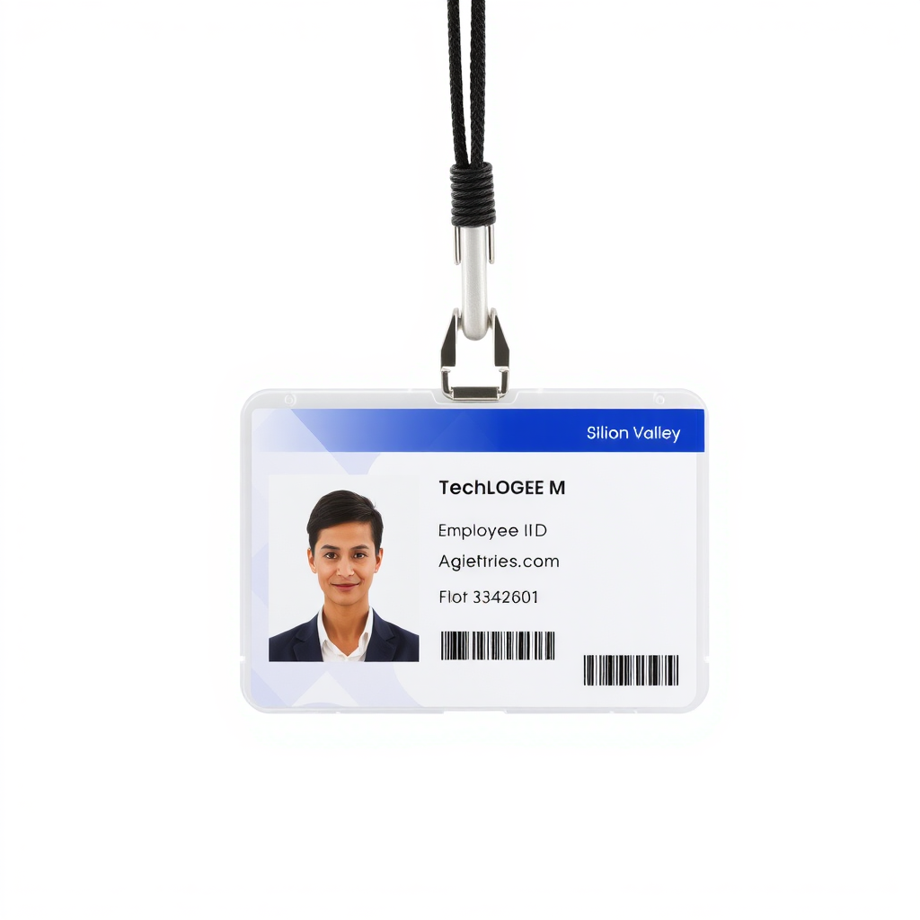 employee id card for tech company, professional, geometric, no background, silicon valley esqe