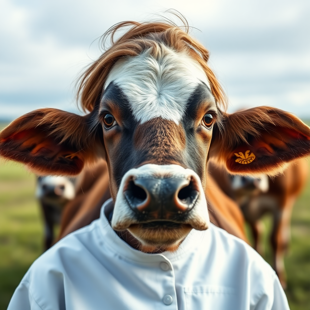 Danish, female cattle veterinarian, frontal view, woman