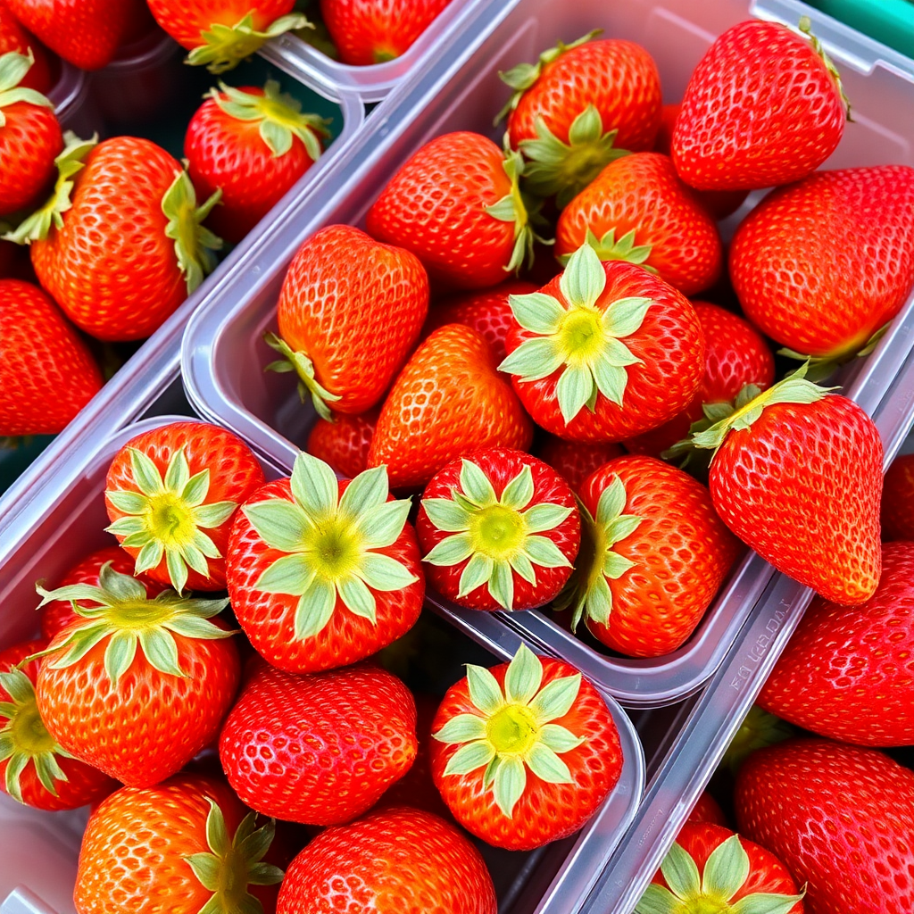 bright orange colored strawberries in a plastic container that do not look red