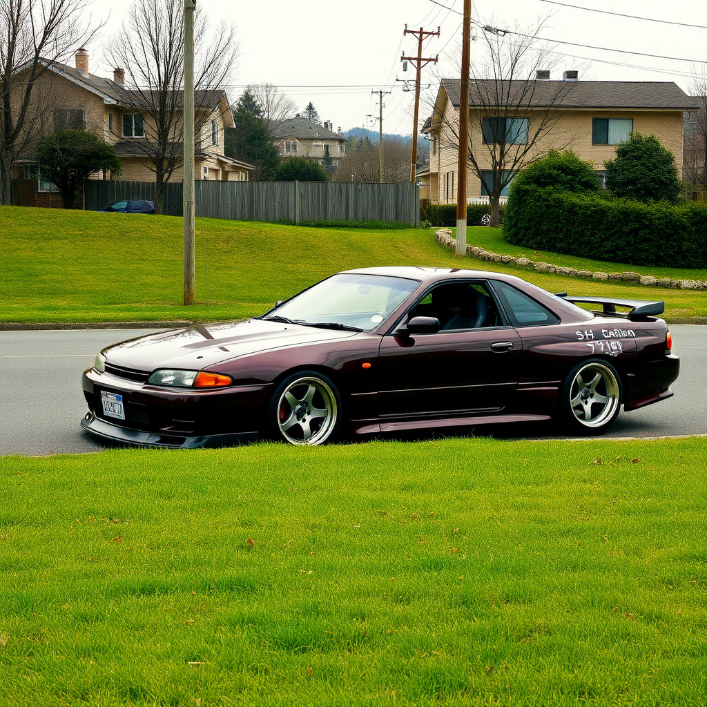 nissan silvia s14 the car is parked on the side of the road, inspired by Taiyō Matsumoto, tumblr, restomod, nd4, c4