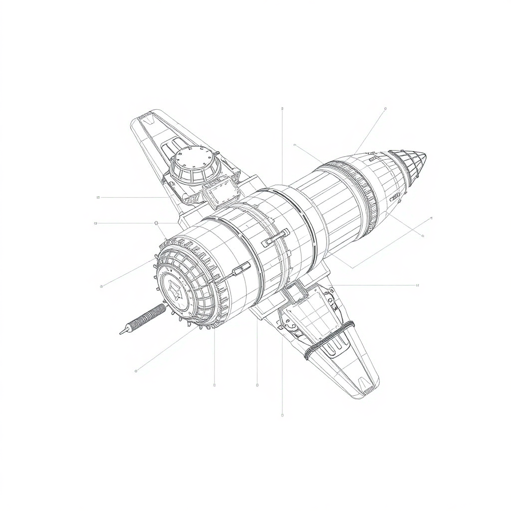 Spacecraft technical drawing