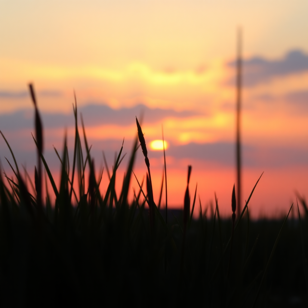 Beautiful sunset, real photo, macro scene.