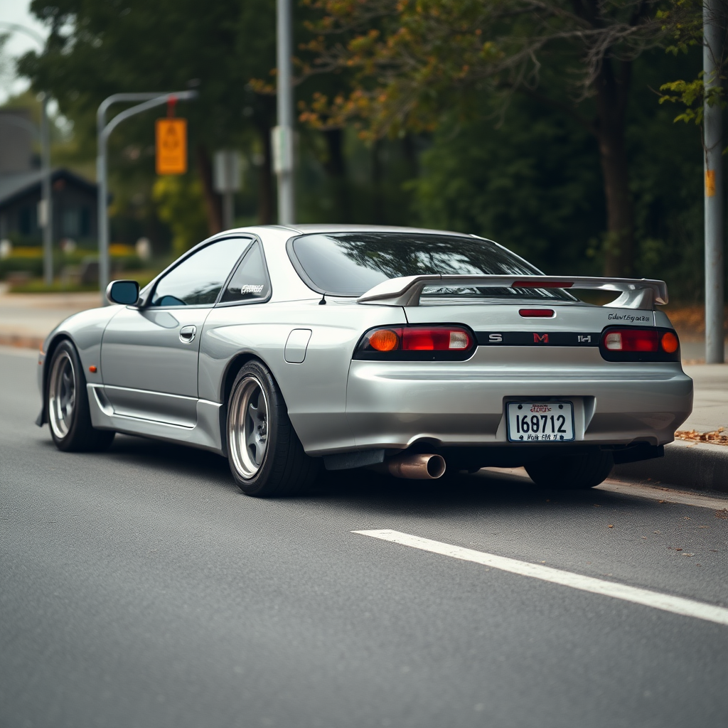 Nissan Silvia S14 the car is parked on the side of the road, inspired by Taiyō Matsumoto, tumblr, restomod, nd4, c4