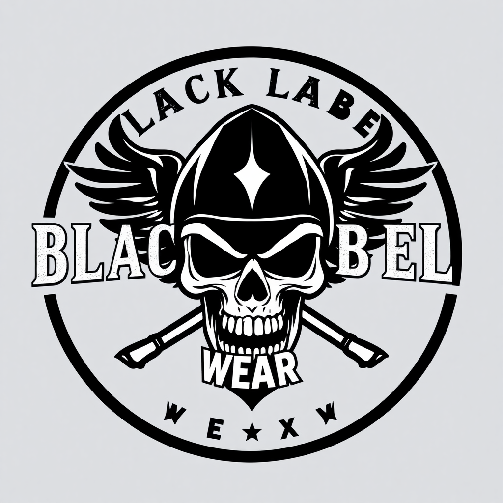 A logo design for a street wear clothing brand 'Black Label Wear'. Include details that are about passion, honor, etc.