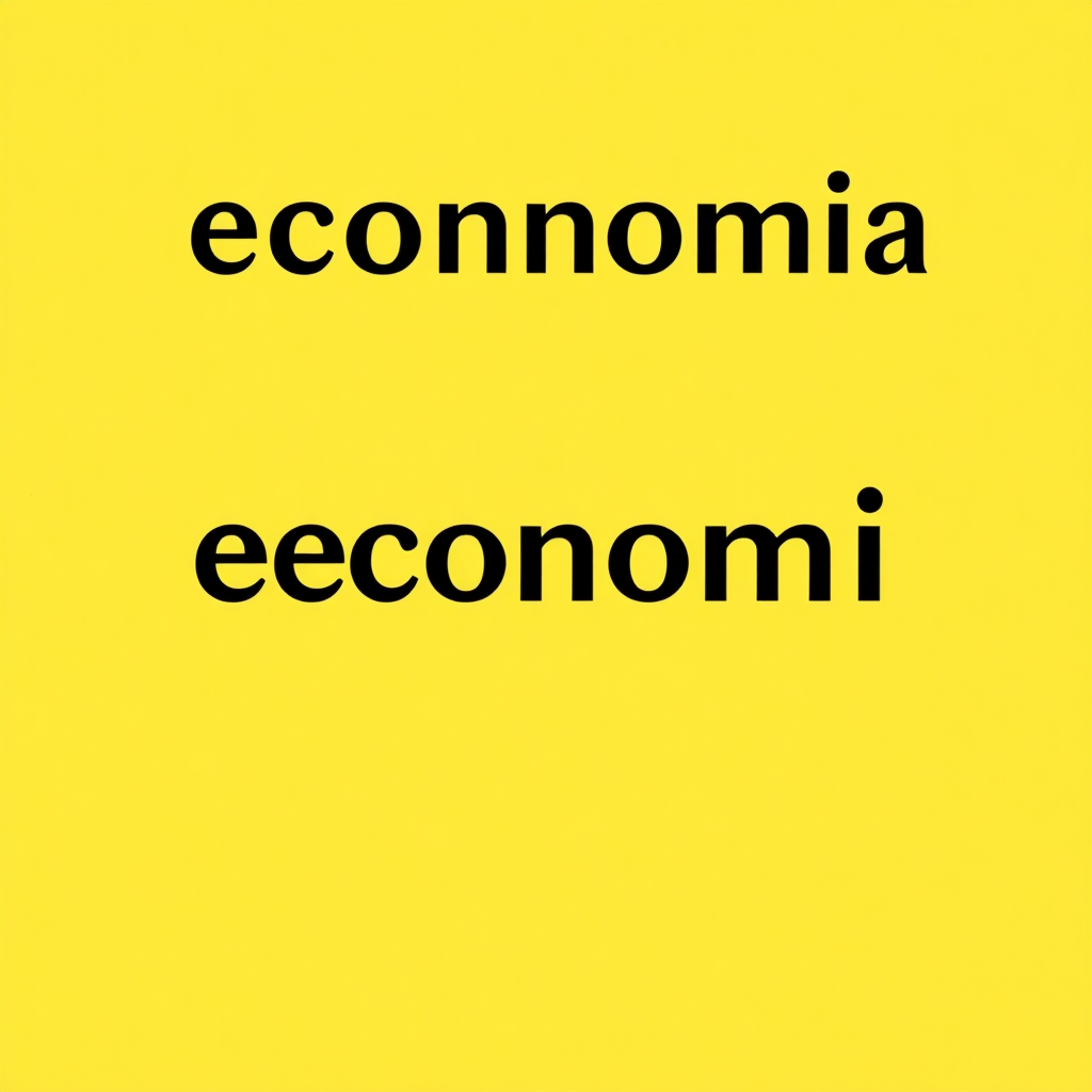 Create an image with black text that is centered and says: "economía". The background of the image is yellow.