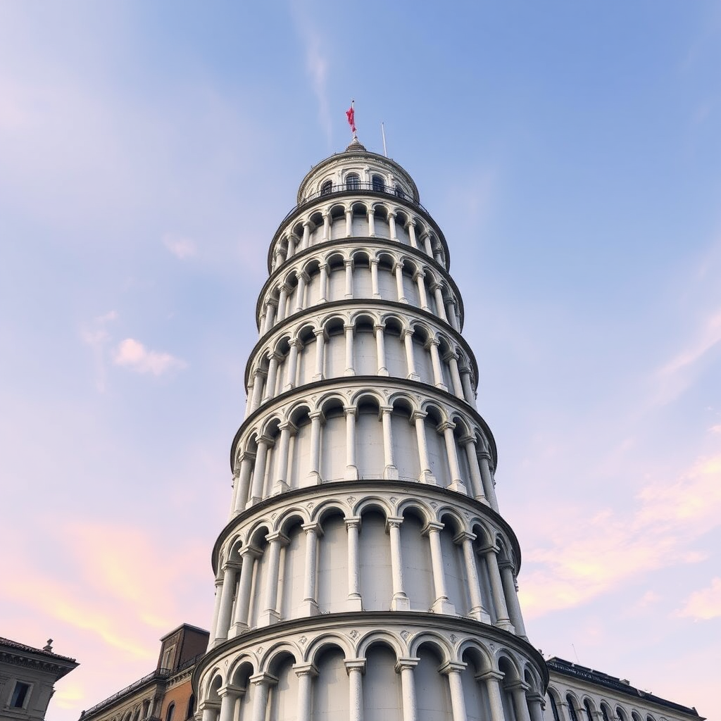 New York World, a building in the style of the famous tower in Pisa.